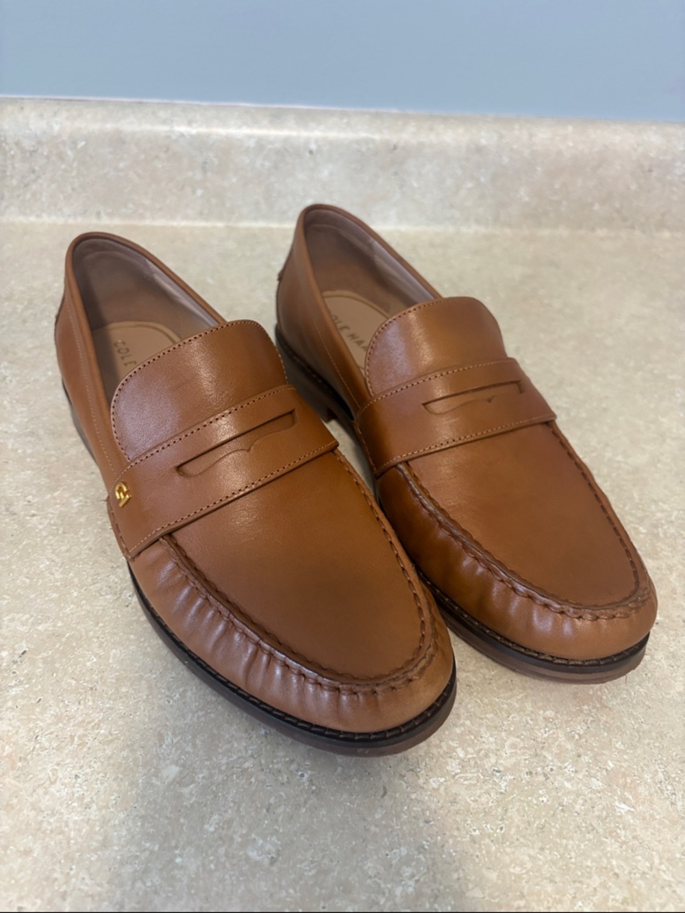 Cole Haan Women's Tan Leather Penny Loafers